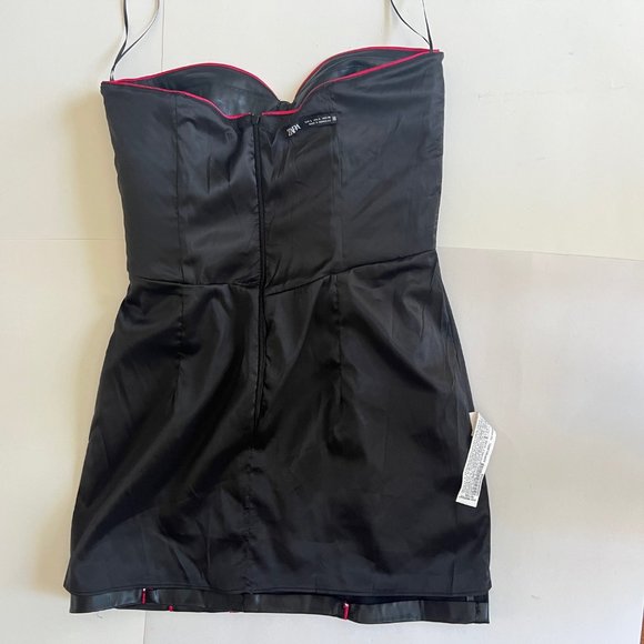 NEW Zara Blogger Fav Faux Leather Strapless Corset Mini Dress, Size L - Picture 15 of 16